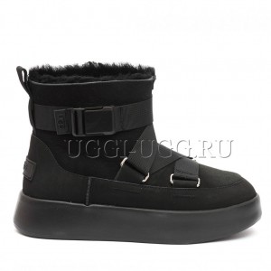 Женские угги кроссовки черные UGG Boots Classic Boom Buckle Black